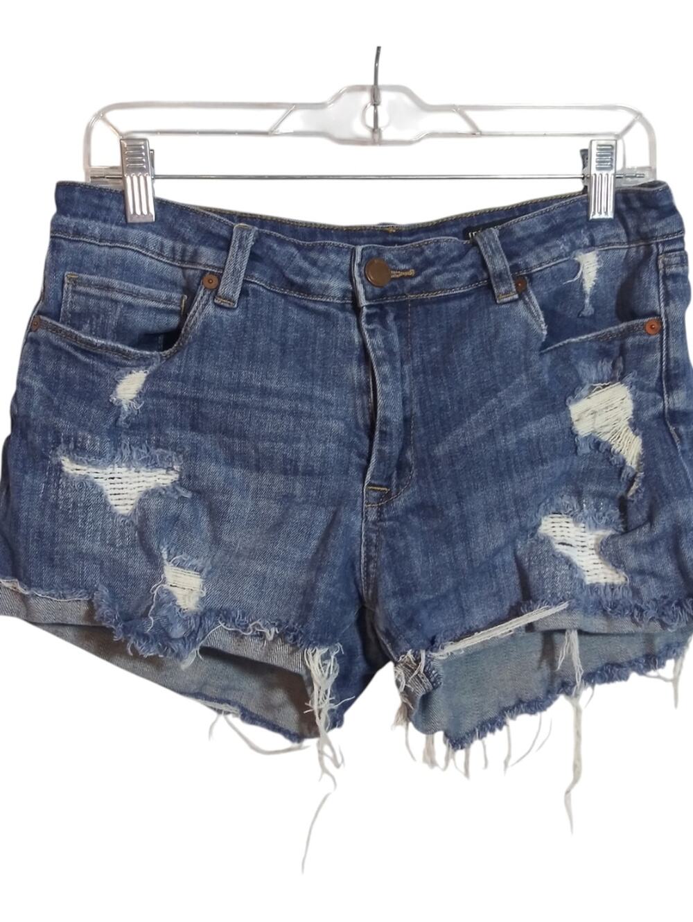 Blank Nyc Fulton Classic Distressed Blue Denim Frayed Hem Women’s Shorts Size 29